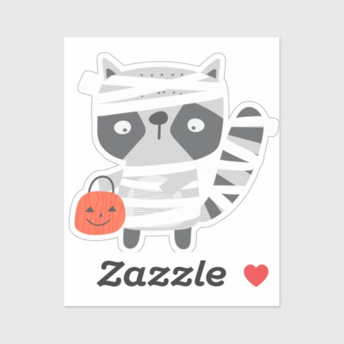 Adorable cute raccoon Halloween mummy  Sticker