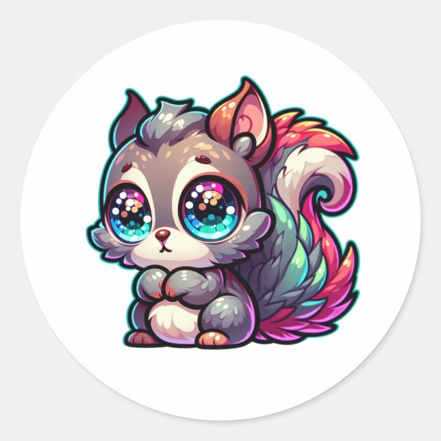 Adorable Cute Squirrel  Classic Round Sticker (Front)