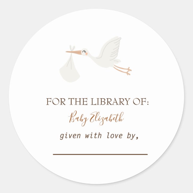 Adorable Cute Stork   Classic Round Sticker (Front)