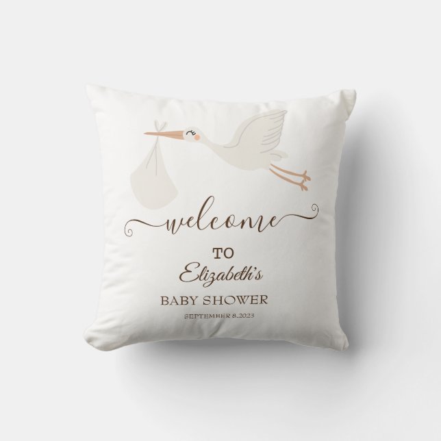Adorable Cute Stork     Throw Pillow (Front)