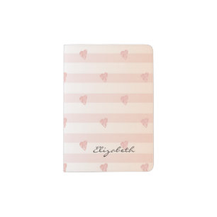Adorable Cute,Striped, Hearts -Personalized Passport Holder
