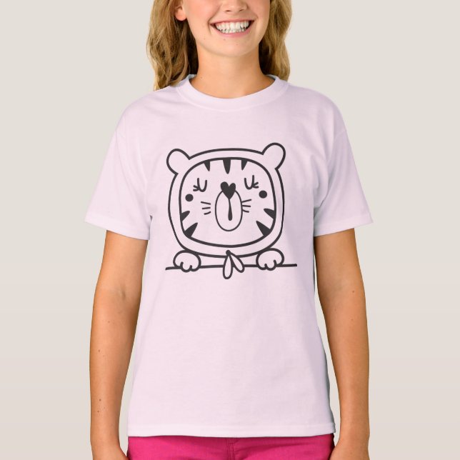 Adorable cute tiger for girls pink T-Shirt (Front)