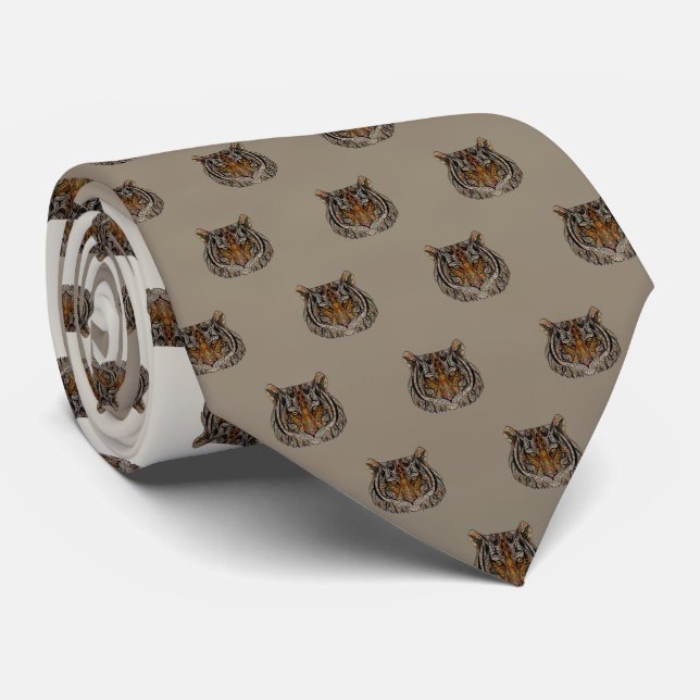 Adorable Cute ,Tiger Head,Luminous Neck Tie (Rolled)