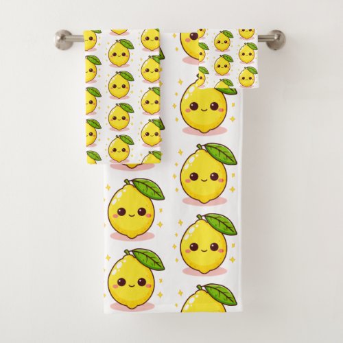 Adorable Cute Yellow Lemon Bath Towel Set