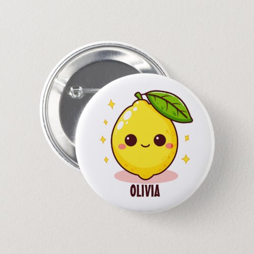 Adorable Cute Yellow Lemon Personalized Button
