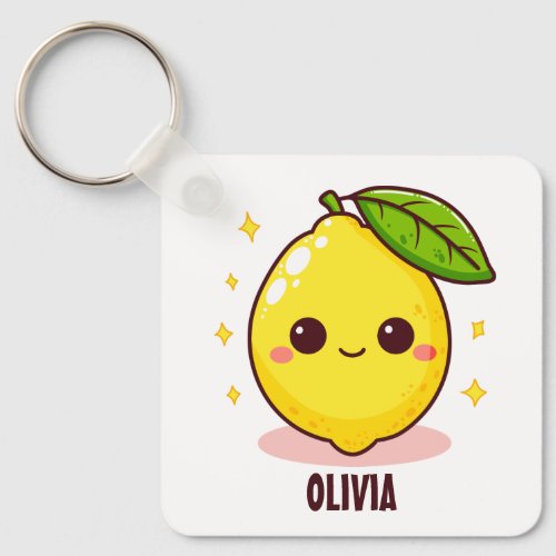 Adorable Cute Yellow Lemon Personalized Keychain
