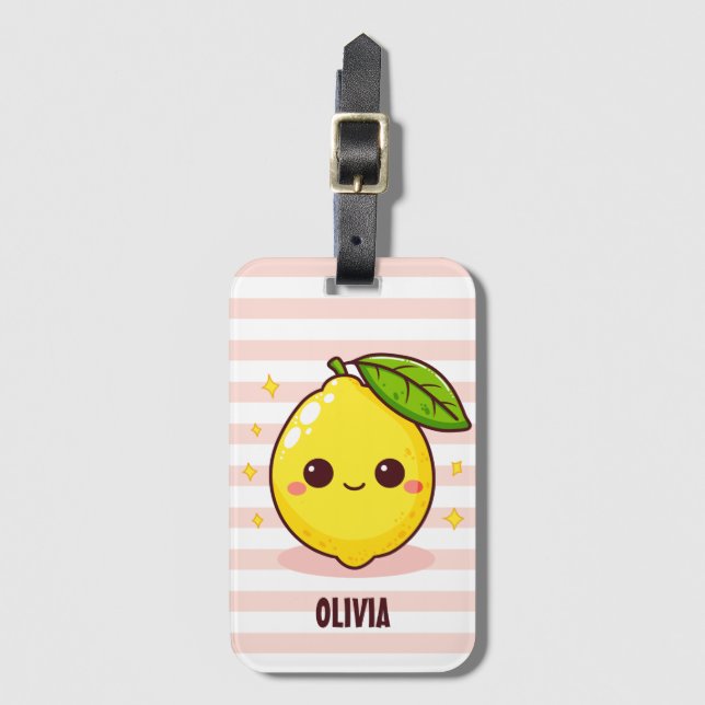 Adorable Cute Yellow Lemon Personalized Luggage Tag (Front Vertical)