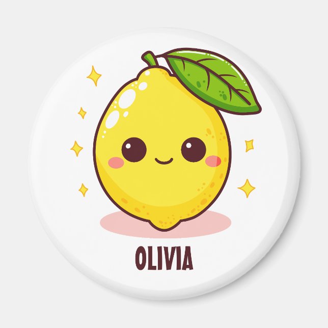 Adorable Cute Yellow Lemon Personalized Magnet (Front)