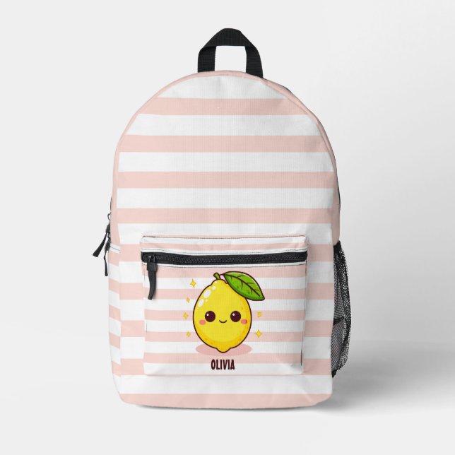 Adorable Cute Yellow Lemon Personalized Printed Backpack (Front)