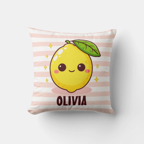 Adorable Cute Yellow Lemon Personalized Throw Pillow