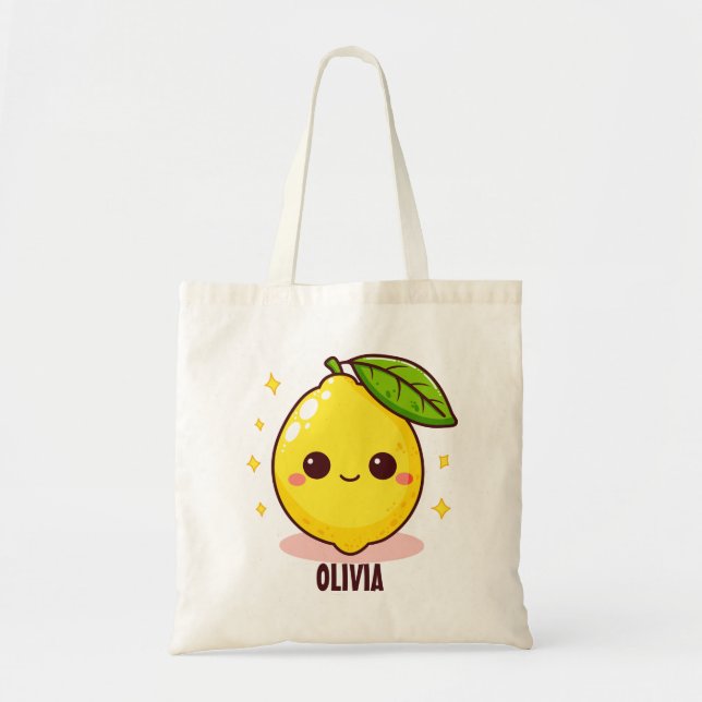 Adorable Cute Yellow Lemon Personalized Tote Bag (Front)