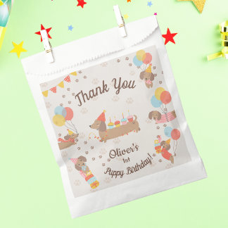 Adorable Dachshund Birthday Party Puppy Thank You Favor Bag