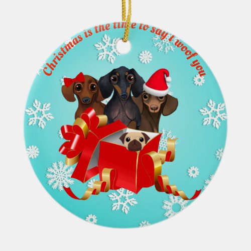 Adorable Dachshund Christmas Ornament