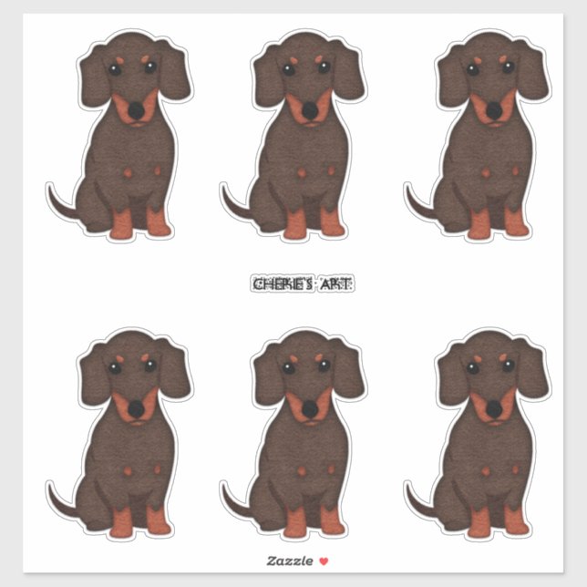 Adorable Dachshund Dogs Felt Style Sticker (Sheet)