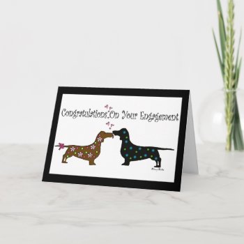 Adorable Dachshund Engagement Card by TheCardStore at Zazzle