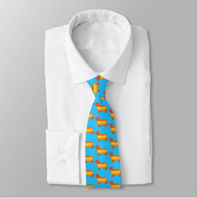 Adorable Dachshund Hot Dog Neck Tie (Tied)