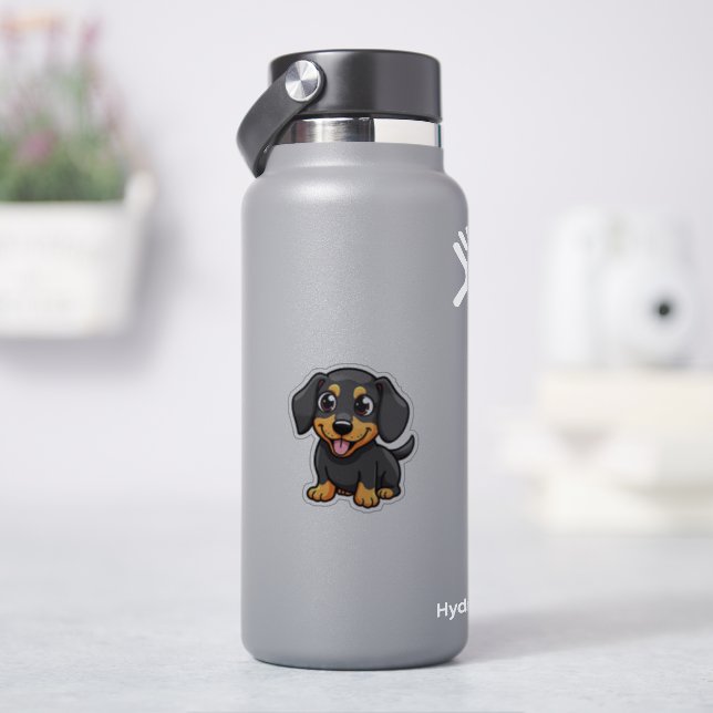 Adorable Dachshund, Kawaii Charmer, Small Sticker (HydroFlask)