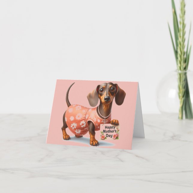 Adorable Dachshund Mother's Day Card (Front)