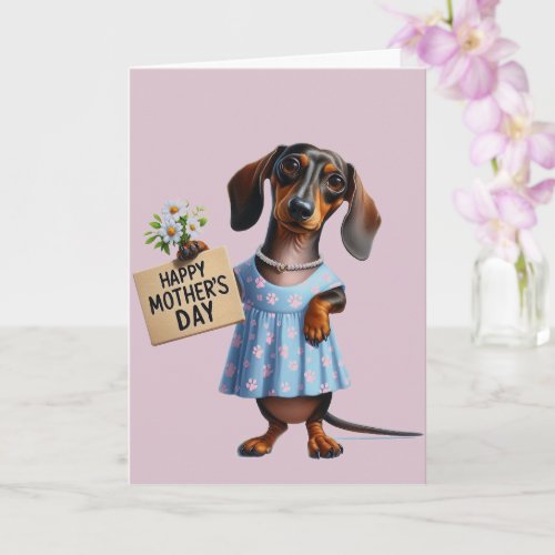 Adorable Dachshund Mothers Day  Card