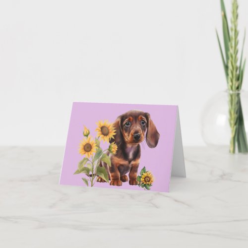 Adorable Dachshund Puppy Blank Greeting Card