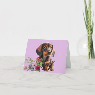 Adorable Dachshund Puppy Blank Greeting Card