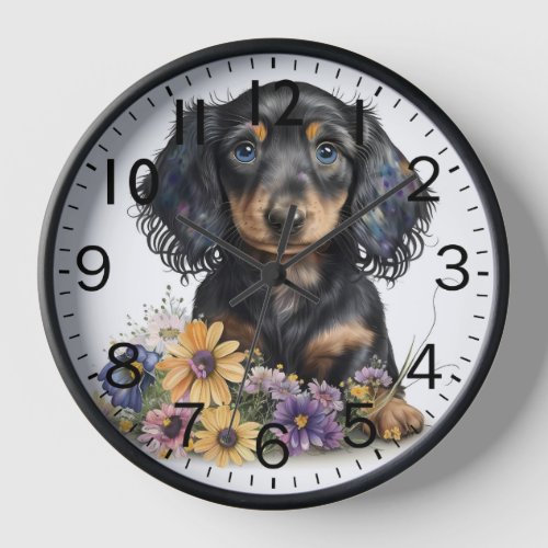 Adorable Dachshund Puppy Dog Clock