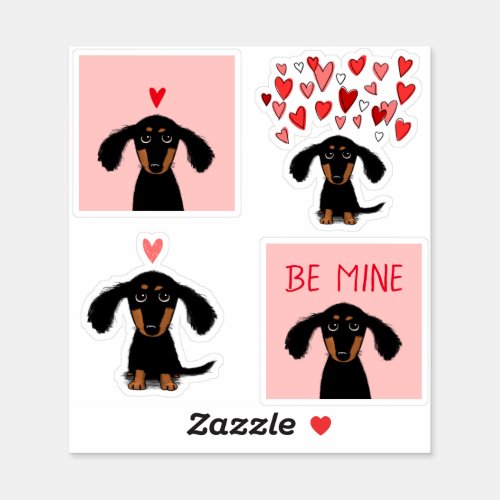 Adorable Dachshund Puppy Dog Valentine Stickers
