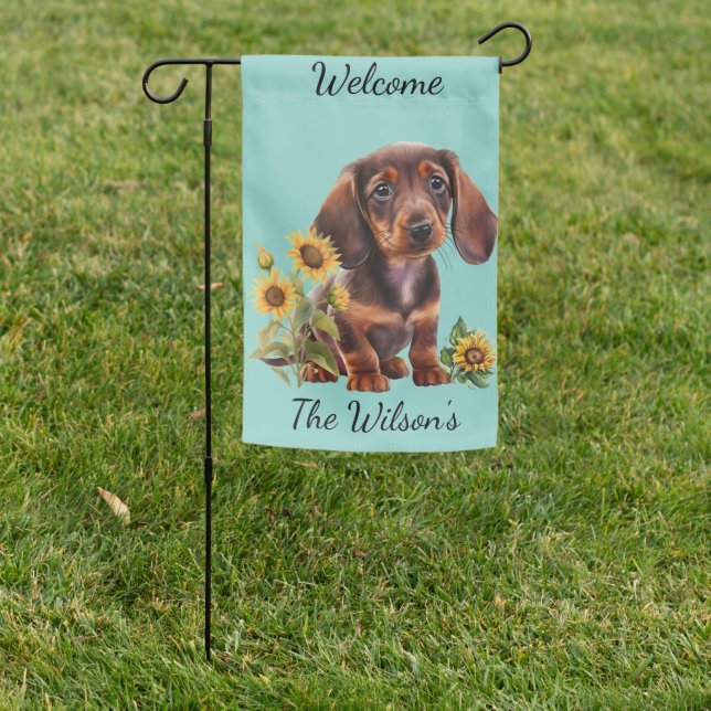 Adorable Dachshund Puppy  Garden Flag (In SItu)