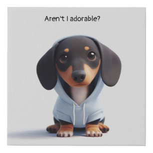 Adorable Dachshund Puppy Hoodie Faux Canvas Print