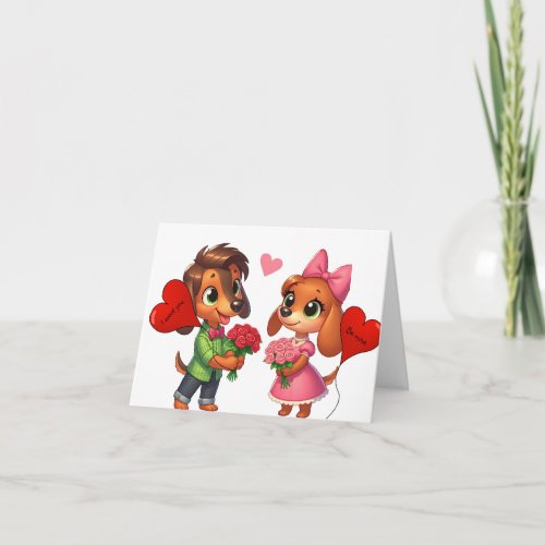 Adorable Dachshund Valentine Card