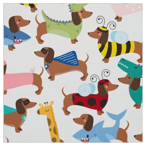 Adorable Dachshunds In Disguise Costumes Fabric