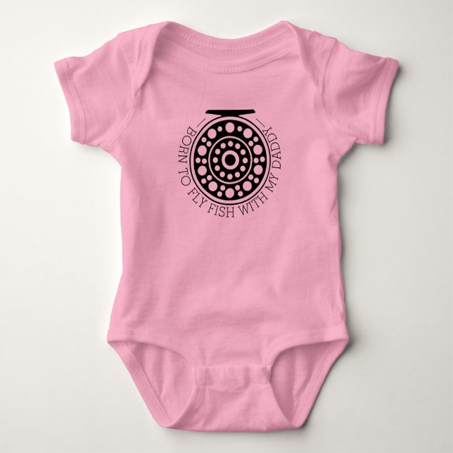 Adorable Daddy's Little Future Fly Fishing Pink Baby Bodysuit (Front)