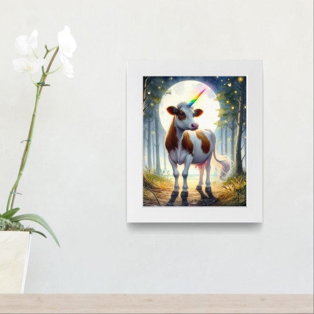 Adorable Dairy Cow Unicorn Framed Art (Entryway)