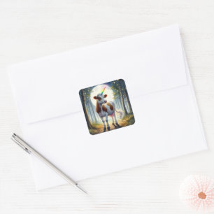 Adorable Dairy Cow Unicorn Square Sticker