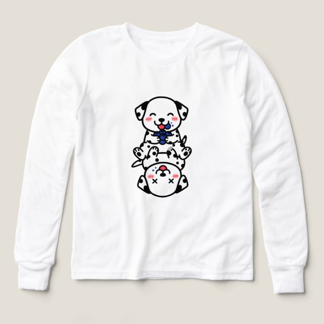 Adorable Dalmatian Puppies Blueberry Fun Tri-Blend Shirts (Design Front)