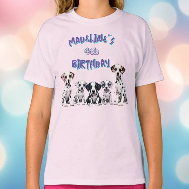 Adorable Dalmatian Puppies Girl's Birthday T-Shirt (Creator Uploaded)