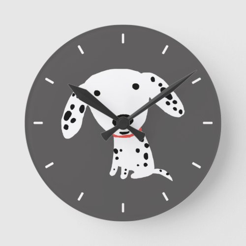 Adorable Dalmatian Puppy Dog Cute Animal Lovers Round Clock