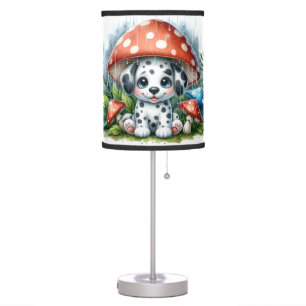 Adorable Dalmatian Puppy Under Mushroom Umbrella Table Lamp