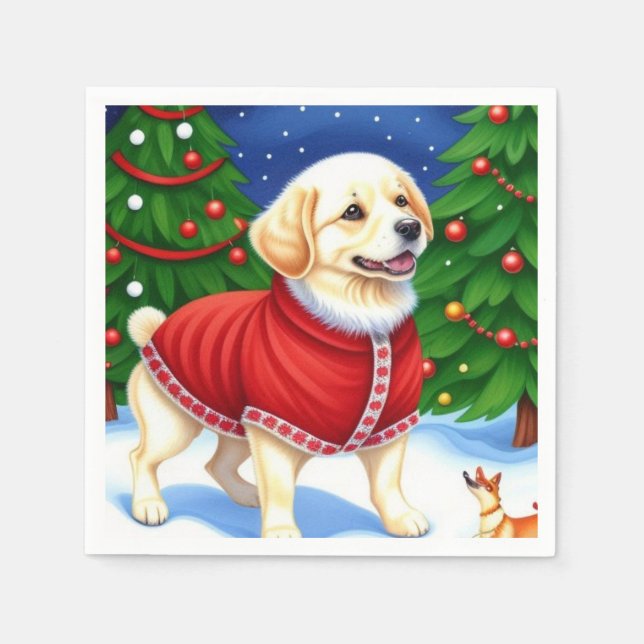 Adorable Decorative Holiday Dog Napkins (Front)