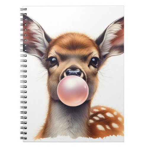 Adorable Deer Blowing Bubble Gum Nursery Spiral Notebook