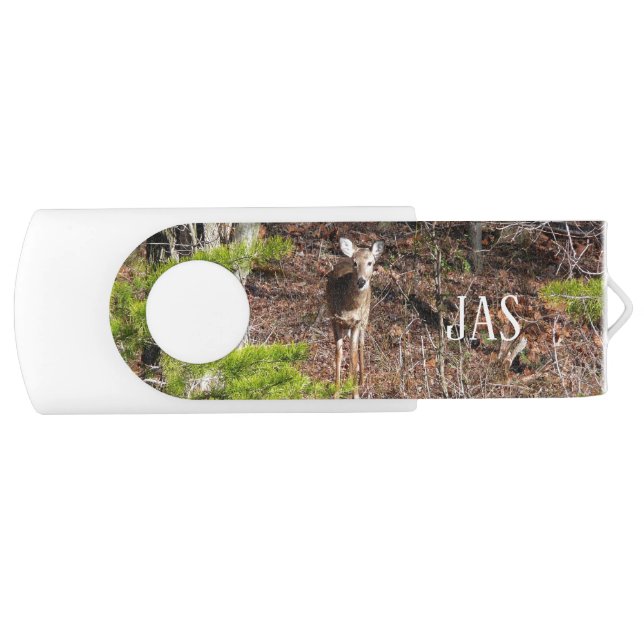 Adorable Deer in the Woods Nature Photography Flash Drive (Front)