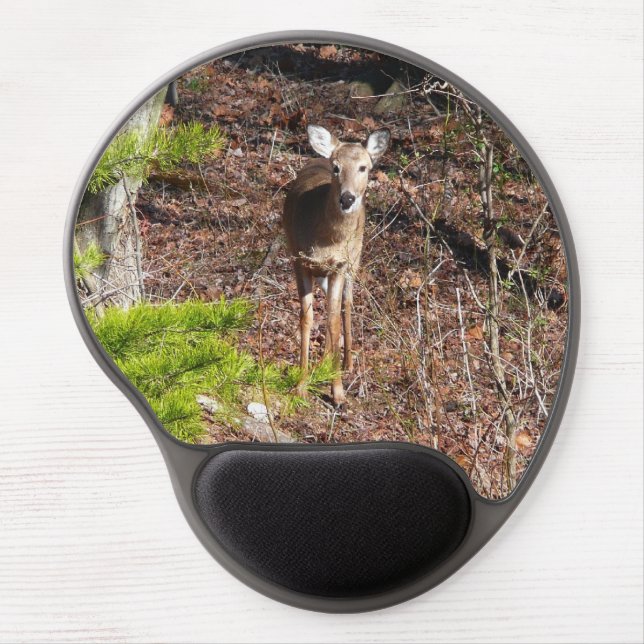 Adorable Deer in the Woods Nature Photography Gel Mouse Pad (Front)