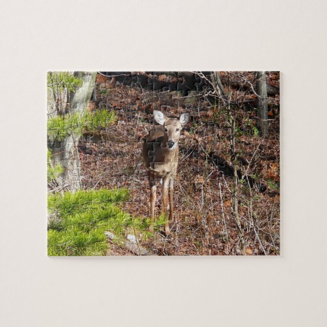 Adorable Deer in the Woods Nature Photography Jigsaw Puzzle (Horizontal)