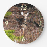 Adorable Deer in the Woods Nature Photography Large Clock