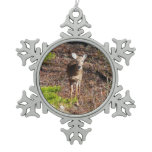 Adorable Deer in the Woods Nature Photography Snowflake Pewter Christmas Ornament