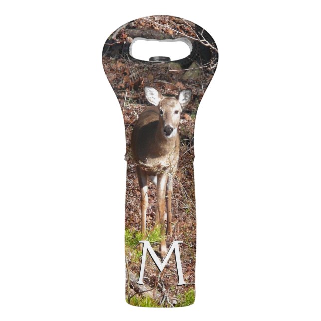 Adorable Deer in the Woods Nature Photography Wine Bag (Front)