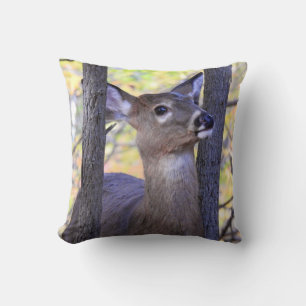 Adorable Deer in the woods Throw Pillow