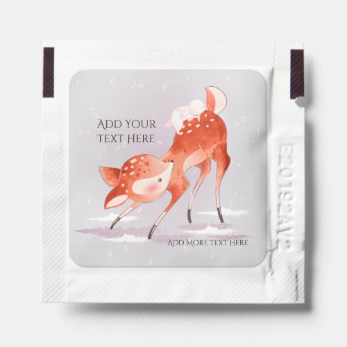 Adorable Deer with Bunny Friend Pale Pink Hand Sanitizer Packet