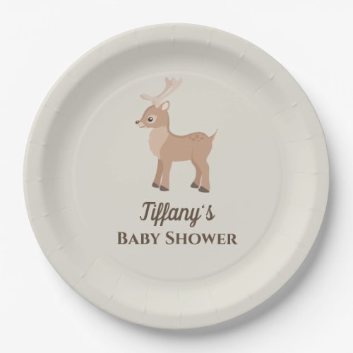 Adorable Deer Woodland Baby Shower Paper Plates