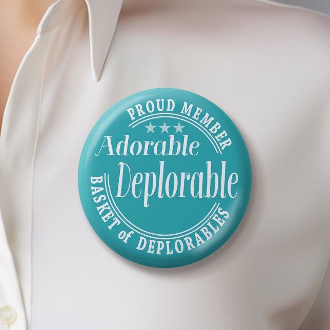Adorable Deplorable for Donald Trump Proud Member Pinback Button (Trump 2024 Button)